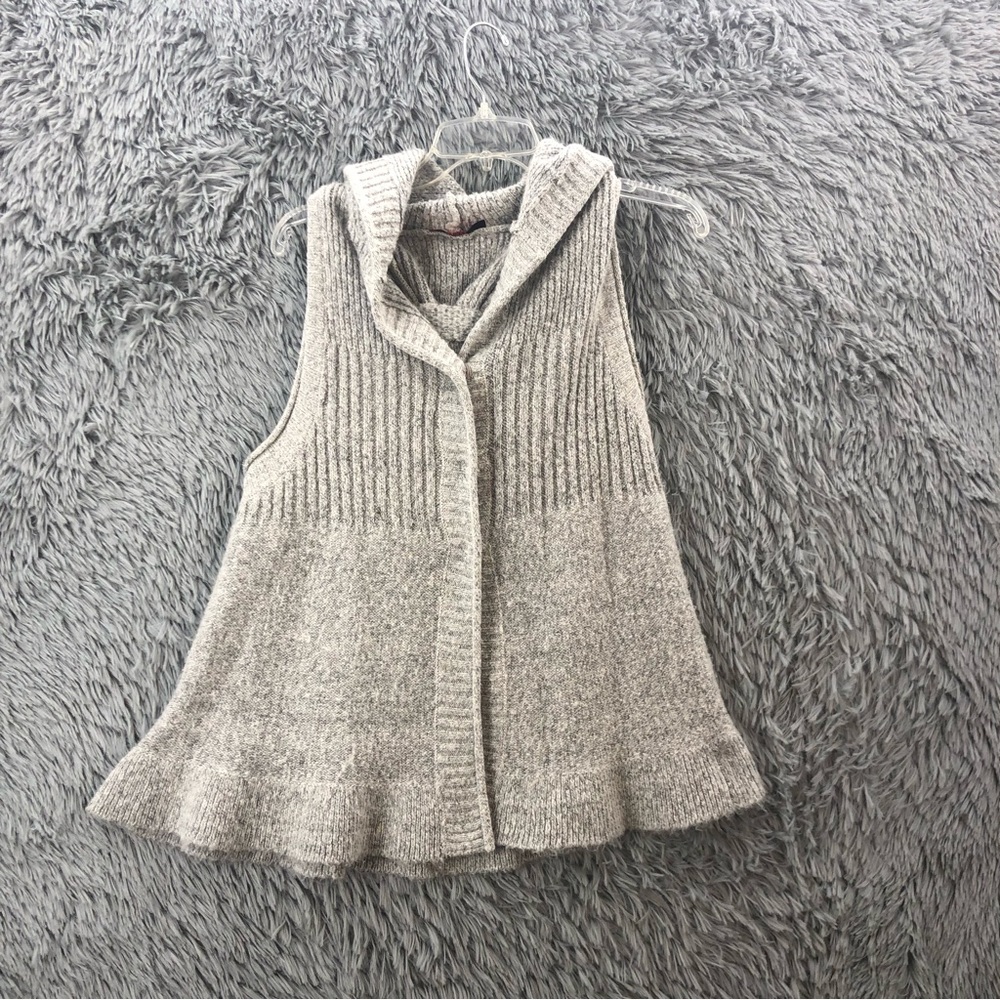 Akira Sweater Womens Large Chicago Wool Blend Hooded Sleeveless Gray